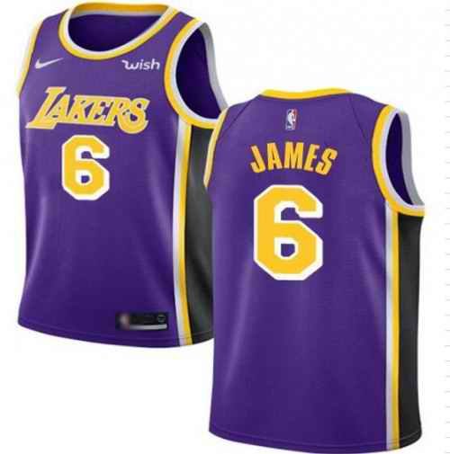 Men's Los Angeles Lakers #6 LeBron James Purple Stitched NBA Jersey