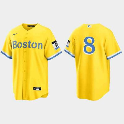 Men's Boston Red Sox #8 Carl Yastrzemski Gold 2021 City Connect Stitched MLB Jersey