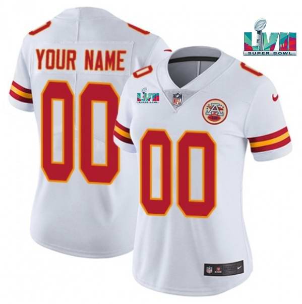 Women's Kansas City Chiefs Customized White Super Bowl LVII Limited Stitched Jersey(Run Small'