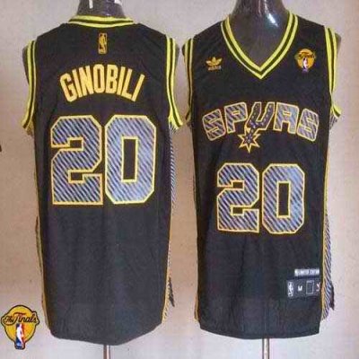 Spurs #20 Manu Ginobili Black Electricity Fashion Finals Patch Stitched NBA Jersey