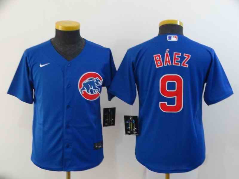 Youth Chicago Cubs Blue #9 Javier Baez Cool Base Stitched MLB Jersey