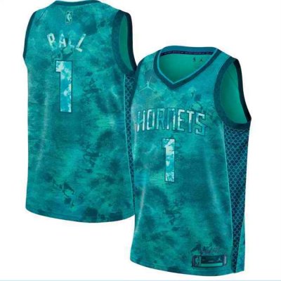 Men's Charlotte Hornets #1 LaMelo Ball Teal Stitched Basketball Jersey