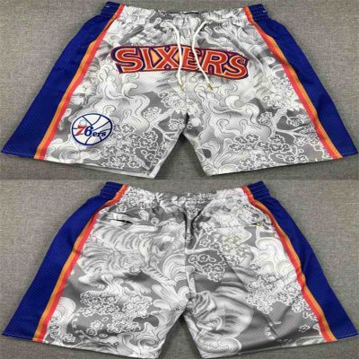 Men's Philadelphia 76ers Grey/Blue Shorts (Run Small)