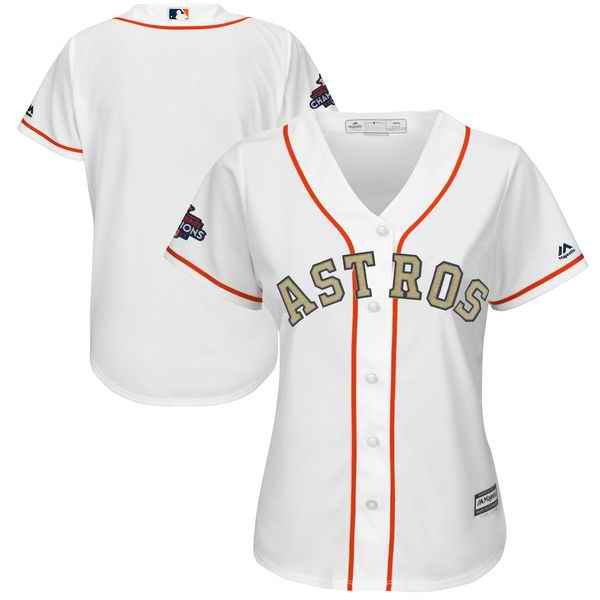 Women's Houston Astros Majestic White 2018 Gold Program Cool Base Team Stitched MLB Jersey