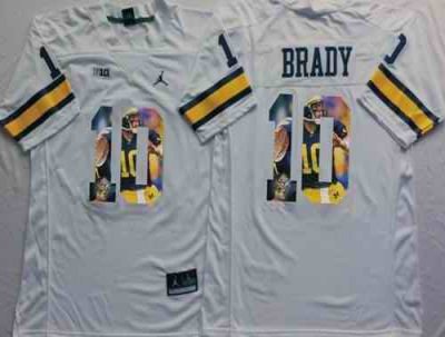 Wolverines #10 Tom Brady White Player Fashion Stitched NCAA Jersey