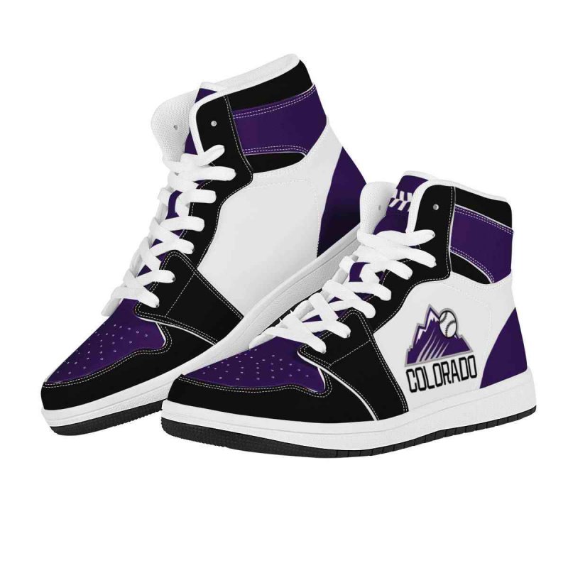 Men's Colorado Rockies High Top Leather AJ1 Sneakers 002