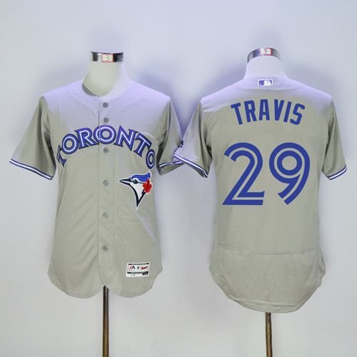 Blue Jays #29 Devon Travis Grey Flexbase Authentic Collection Stitched MLB Jersey