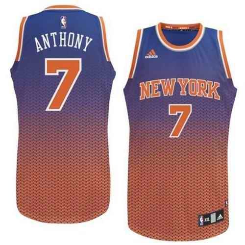 Knicks #7 Carmelo Anthony Blue Resonate Fashion Swingman Stitched NBA Jersey