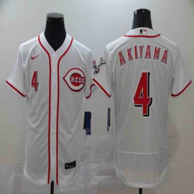 Men's Cincinnati Reds #4 Shogo Akiyama White Flex Base Stitched MLB Jersey