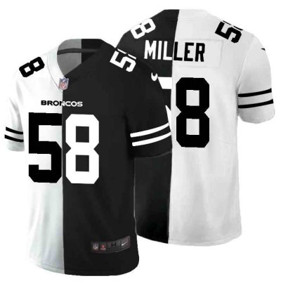 Men's Denver Broncos #58 Von Miller Black & White Split Limited Stitched Jersey