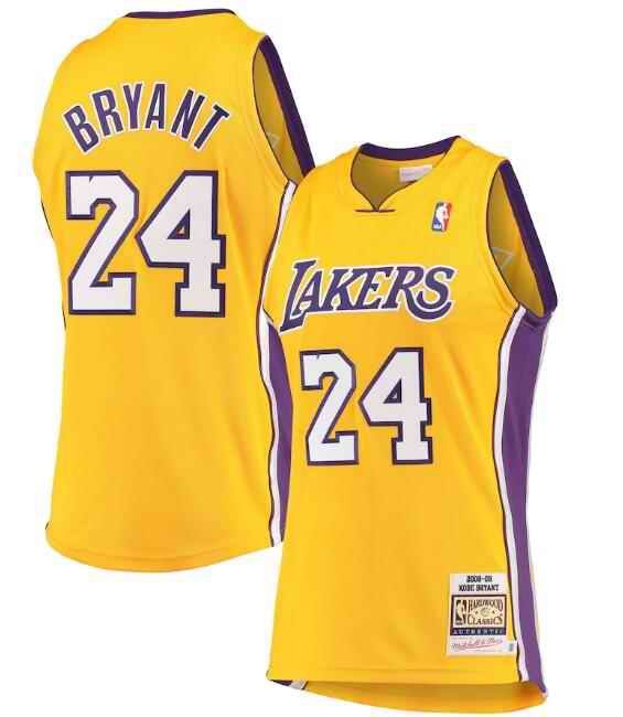 Men's Los Angeles Lakers #24 Kobe Bryant Mitchell & Ness Gold Hardwood Classics Stitched Jersey