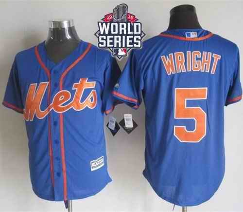 Mets #5 David Wright Blue Alternate Home New Cool Base W/2015 World Series Patch Stitched MLB Jersey