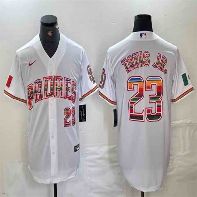 Men's San Diego Padres #23 Fernando Tatis Jr. Mexico White Cool Base Stitched Baseball Jersey