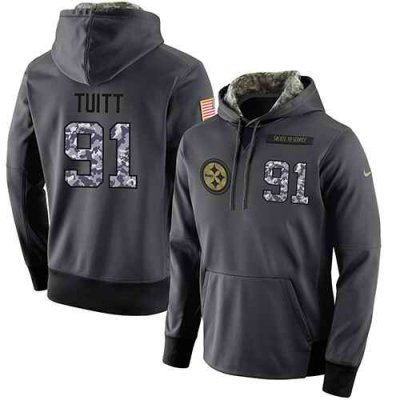 NFL Men's Nike Pittsburgh Steelers #91 Stephon Tuitt Stitched Black Anthracite Salute to Service Player Performance Hoodie