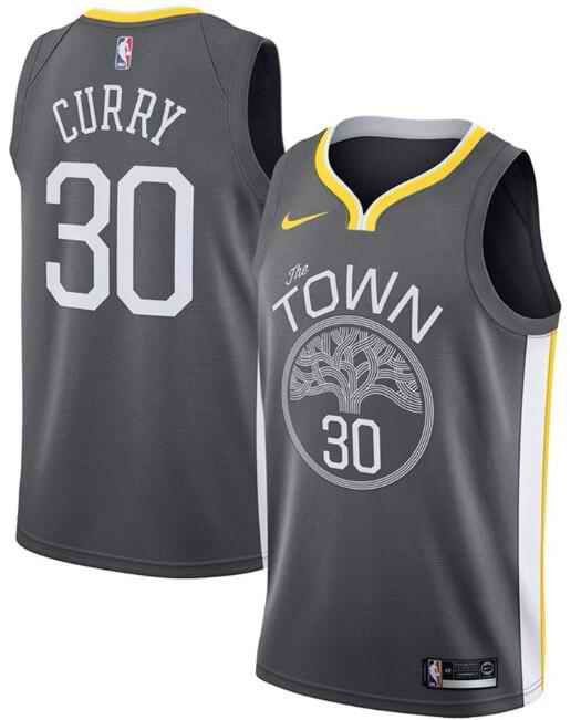 Men's Golden State Warriors #30 Stephen Curry Black Statement Edition Stitched Jersey