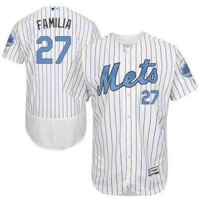 Mets #27 Jeurys Familia White(Blue Strip) Flexbase Authentic Collection 2016 Father's Day Stitched MLB Jersey