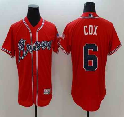 Braves #6 Bobby Cox Red Flexbase Authentic Collection Stitched MLB Jersey