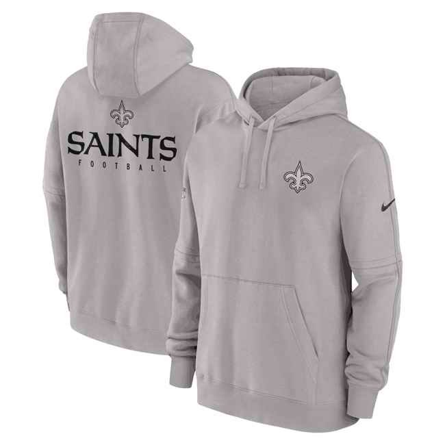 Men's New Orleans Saints Grey Sideline Club Fleece Pullover Hoodie