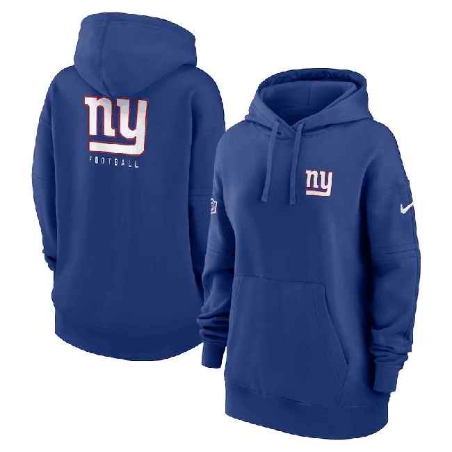 Women's New York Giants Blue Sideline Club Fleece Pullover Hoodie(Run Small)