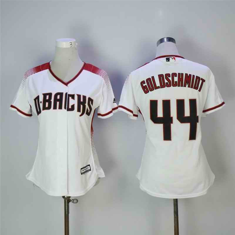 Women's Arizona Diamondbacks #44 Paul Goldschmidt White/Sedona  Cool Base Stitched MLB Jersey