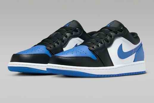 Men's Running Weapon Air Jordan 1 Low White/Blue/Black Shoes 0501