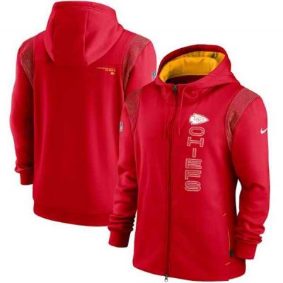 Men's Kansas City Chiefs 2021 Red Sideline Team Performance Full-Zip Hoodie