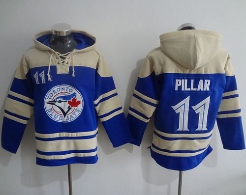 Blue Jays #11 Kevin Pillar Blue Sawyer Hooded Sweatshirt MLB Hoodie