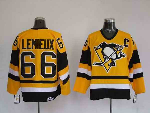 Penguins #66 Mario Lemieux Stitched Yellow Mitchell&Ness NHL Jersey