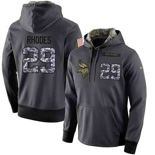 NFL Men's Nike Minnesota Vikings #29 Xavier Rhodes Stitched Black Anthracite Salute to Service Player Performance Hoodie