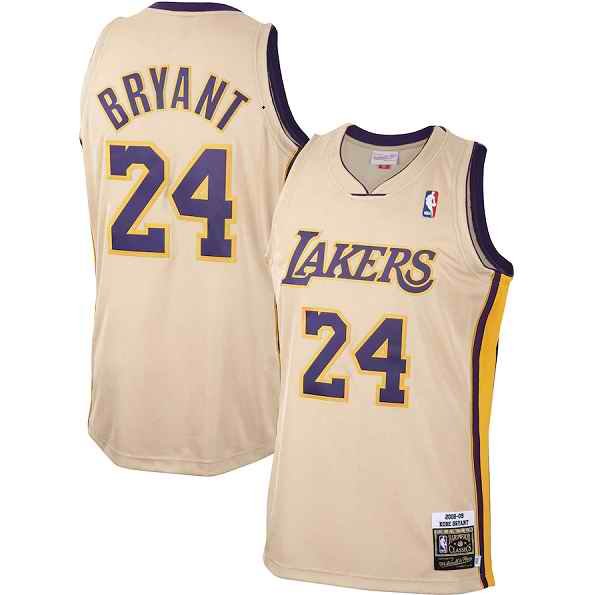 Men's Los Angeles Lakers #24 Kobe Bryant 2008-09 Gold Mitchell & Ness Hardwood Classics Stitched Jersey