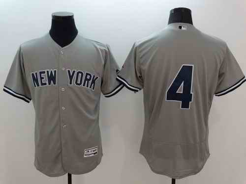 Yankees #4 Lou Gehrig Grey Flexbase Authentic Collection Stitched MLB Jersey