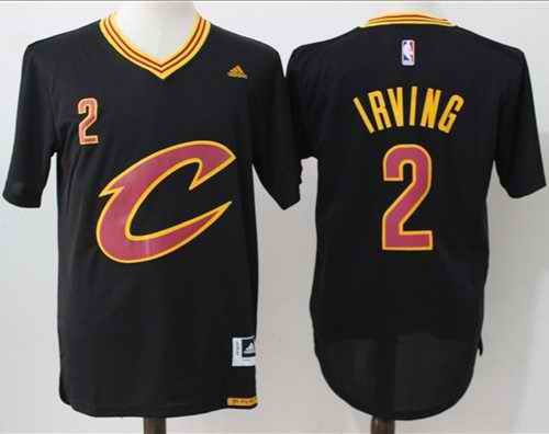 Cavaliers #2 Kyrie Irving Black Short Sleeve C Stitched NBA Jersey