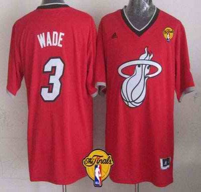 Heat #3 Dwyane Wade Red 2013 Christmas Day Swingman Finals Patch Stitched NBA Jersey