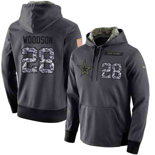 NFL Men's Nike Dallas Cowboys #28 Darren Woodson Stitched Black Anthracite Salute to Service Player Performance Hoodie