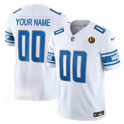 Men's Detroit Lions Active Player Custom White 2023 F.U.S.E. With John Madden Patch Vapor Limited Stitched Football Jersey