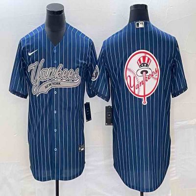 Men's New York Yankees Navy Team Big Logo Cool Base Stitched Baseball Jersey