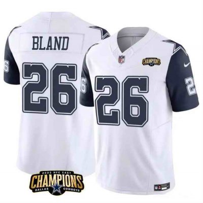 Men's Dallas Cowboys #26 DaRon Bland White/Navy 2023 F.U.S.E. NFC East Champions Patch Stitched Football Jersey