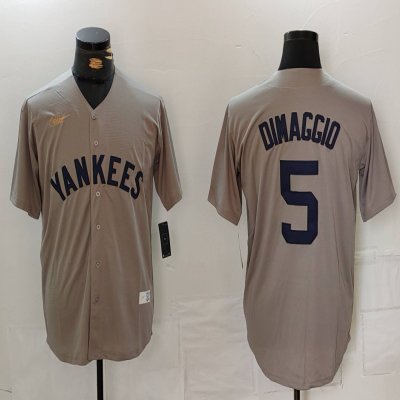 Men's New York Yankees #5 Joe DiMaggio Grey Cool Base Stitched Baseball Jersey