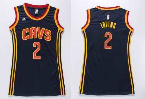 Cavaliers #2 Kyrie Irving Navy Blue Women's Dress Stitched NBA Jersey