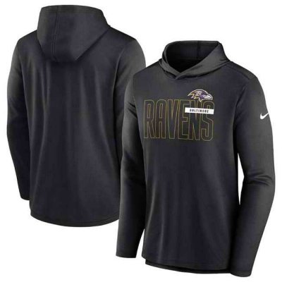 Men's Baltimore Ravens Black Lightweight Performance Hooded Long Sleeve T-Shirt