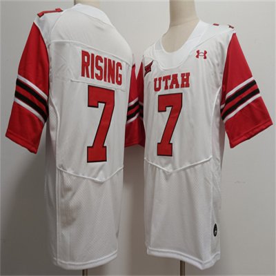 Men's Utah Utes #7 Cameron Rising White Limited Stitched Football Jersey