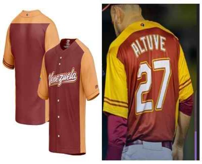 Men's Venezuela Baseball #27 Jos' Altuve 2023 Burgundy World Baseball Classic Stitched Jersey