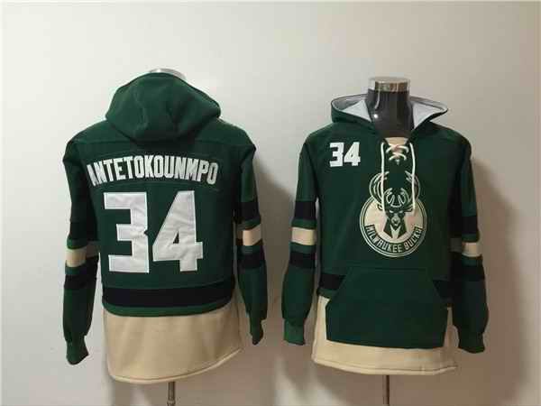 Men's Milwaukee Bucks #34 Giannis Antetokounmpo Green Hoodie