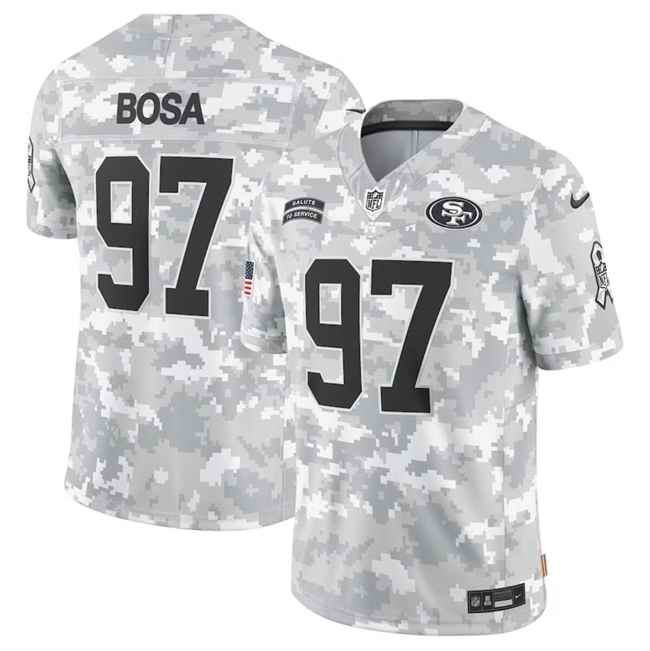 Men's San Francisco 49ers #97 Nick Bosa 2024 F.U.S.E Arctic Camo Salute to Service Limited Stitched Football Jersey