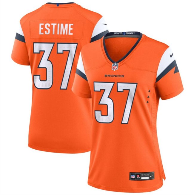 Women's Denver Broncos #37 Audric Estime Orange 2024 Stitched Jersey(Run Small)