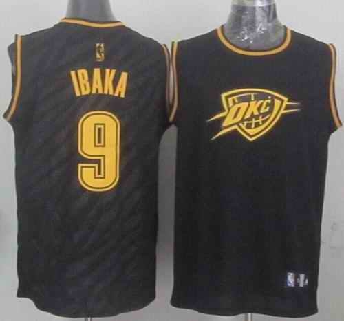 Thunder #9 Serge Ibaka Black Precious Metals Fashion Stitched NBA Jersey