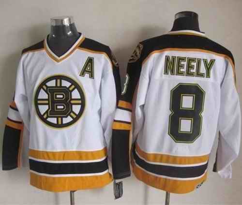 Bruins #8 Cam Neely White/Black CCM Throwback Stitched NHL Jersey