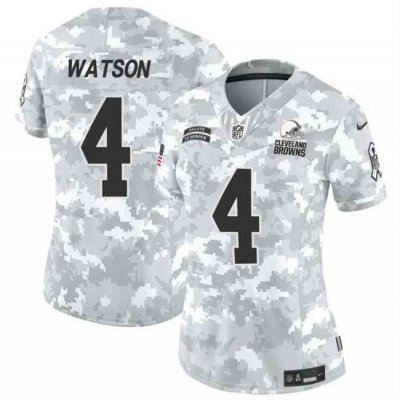 Women's Cleveland Browns #4 Deshaun Watson 2024 F.U.S.E Arctic Camo Salute to Service Limited Stitched Jersey(Run Small)