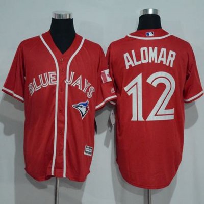 Blue Jays #12 Roberto Alomar Red New Cool Base Canada Day Stitched MLB Jersey