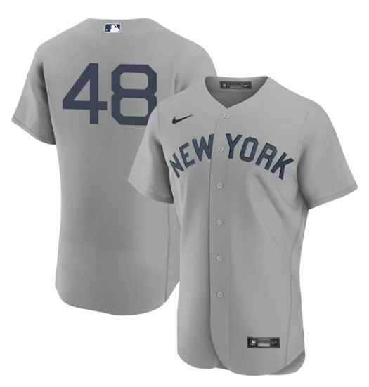 Men's New York Yankees #48 Anthony Rizzo 2021 Grey Field of Dreams Flex Base Stitched Baseball Jersey